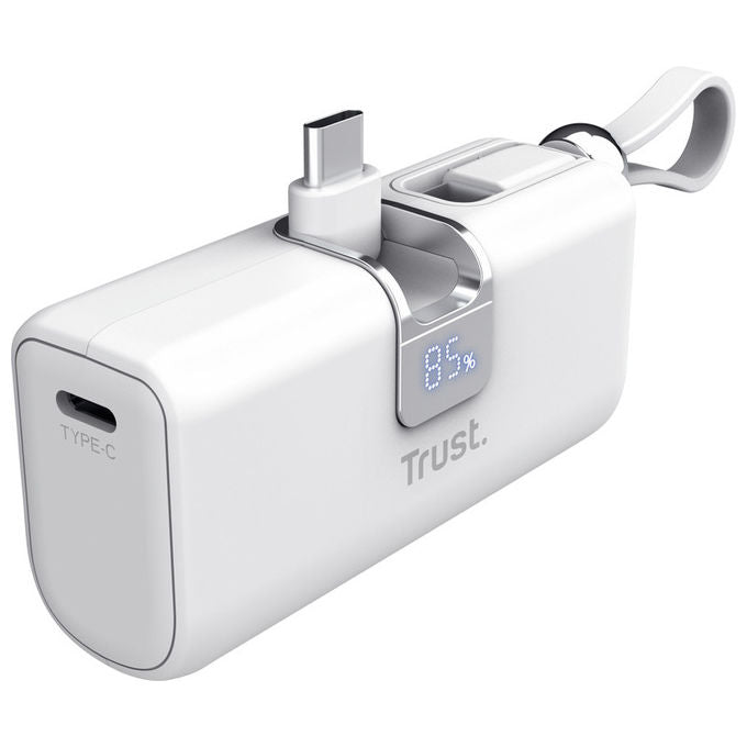 Trust 26105 Pacto Powerbank 5000 mAh Power Delivery 20W USB-C Display integrato colore Bianco