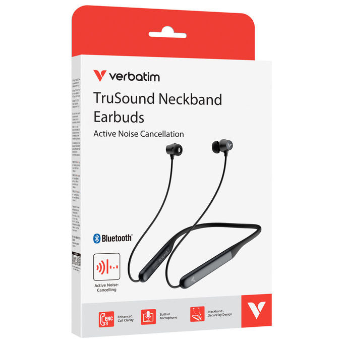Verbatim 30205 TruSound ANC Auricolari Neckband Wireless Bluetooth 5.4 28h colore Nero