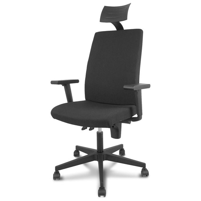 Piqueras y Crespo 322NECC I-Line Sedia ergonomica da ufficio tessuto braccioli regolabili poggiatesta 120 Kg colore Nero