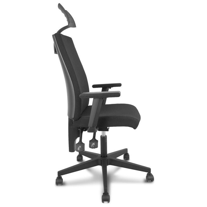 Piqueras y Crespo 322NECC I-Line Sedia ergonomica da ufficio tessuto braccioli regolabili poggiatesta 120 Kg colore Nero