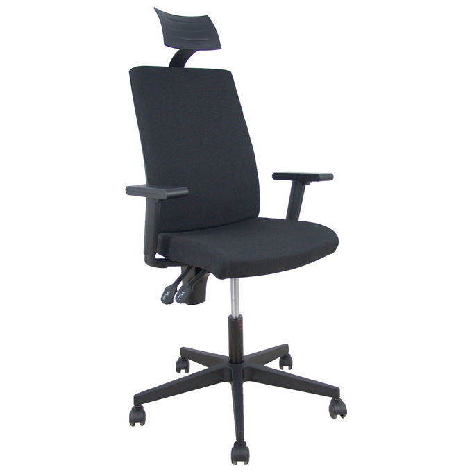 Piqueras y Crespo 322NECC I-Line Sedia ergonomica da ufficio tessuto braccioli regolabili poggiatesta 120 Kg colore Nero