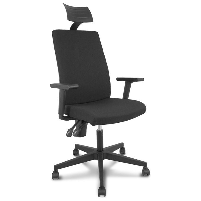Piqueras y Crespo 322NECC I-Line Sedia ergonomica da ufficio tessuto braccioli regolabili poggiatesta 120 Kg colore Nero