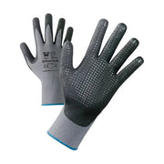 Neri 353098-10 Nitran Plus Guanti da Lavoro in Filo Continuo Nylon Elastan Nitrile Schiumato Palmo Puntinato Dorso Aerato Polso Elasticizzato Antipelucchi Taglia 10 confezione 12 pezzi colore Grigio Nero