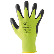 Neri Safety CF12PA SPONGY FLEX Guanti da Lavoro Poliestere calibro 13 Lattice antiscivolo Taglia 9 12 pz colore Giallo Nero