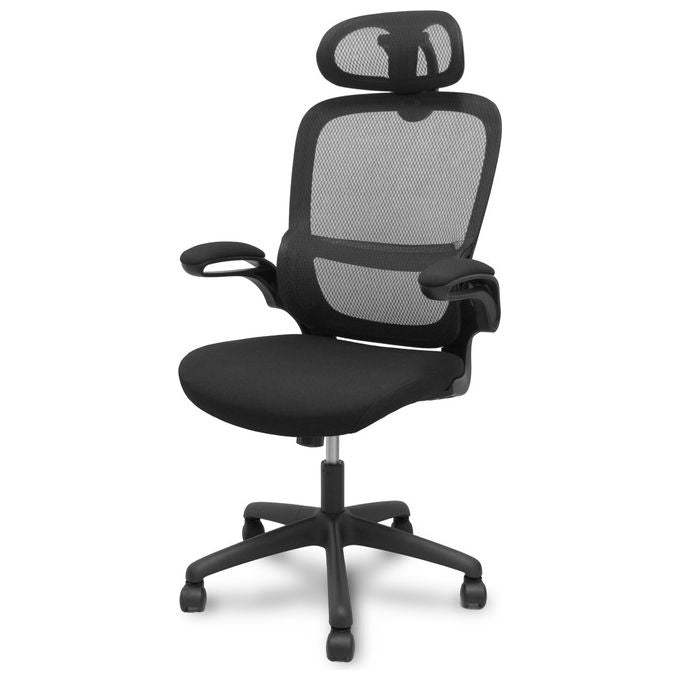 PIQUERAS Y CRESPO PRO525 Sedia operativa ergonomica schienale in rete poggiatesta regolabile braccioli supporto lombare 120 Kg colore Nero