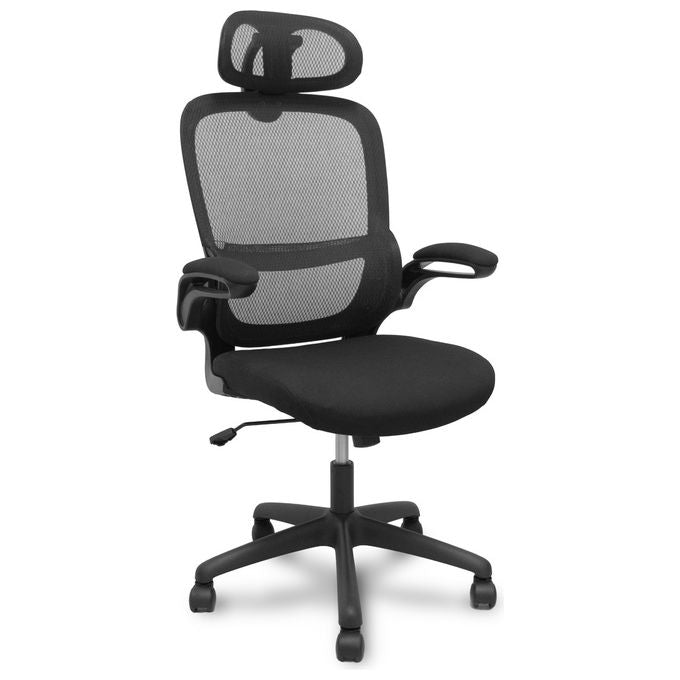 PIQUERAS Y CRESPO PRO525 Sedia operativa ergonomica schienale in rete poggiatesta regolabile braccioli supporto lombare 120 Kg colore Nero