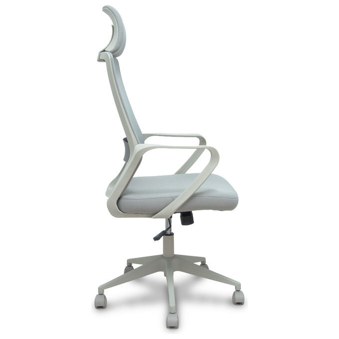 Piqueras y Crespo PRO534 FORÖL Sedia Operativa Ergonomica Schienale a Rete Poggiatesta Regolabile Supporto Lombare 120 Kg colore Grigio