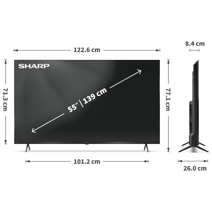 Sharp 55HL4265E TV LED 55'' 4K Ultra HD Google TV Dolby Vision Dolby Atmos Google Assistant Wi-Fi colore Nero