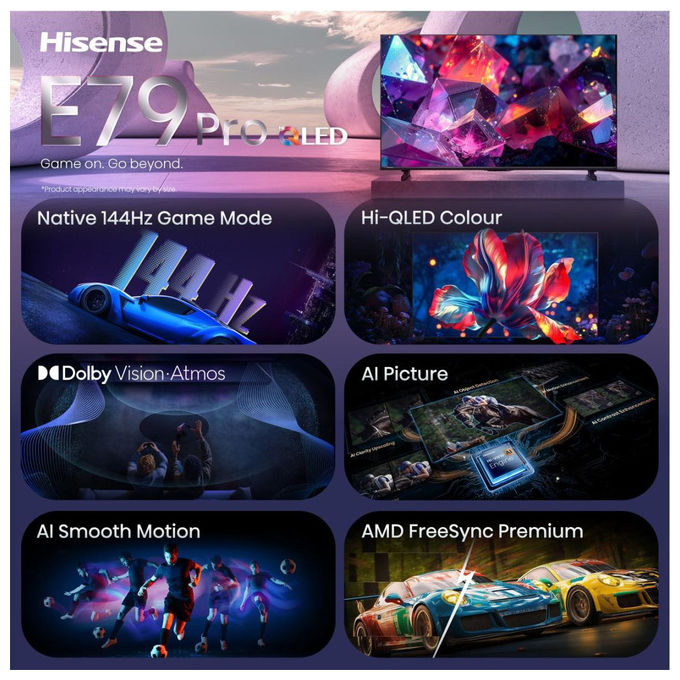 Hisense 75E79S PRO Smart TV QLED 4K Ultra HD 75'' 144Hz Dolby Vision VIDAA Wi-Fi colore Nero
