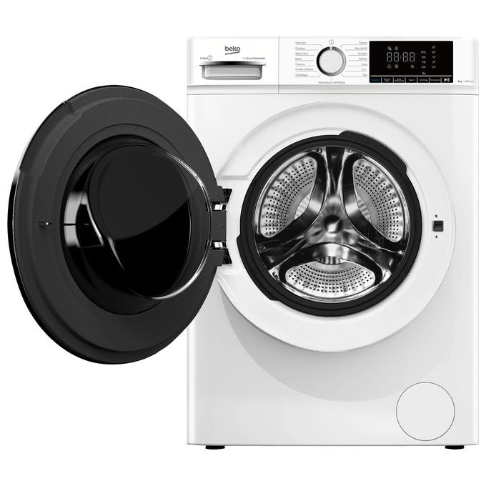 Beko BMX8126DB b100 Lavatrice Frontale 8 Kg 1200 rpm Classe A Inverter Vapore Display XL (85x60x52 cm) colore Bianco