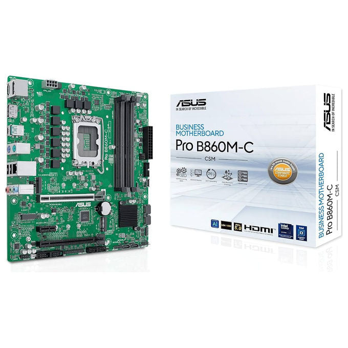 Asus 90MB1MCP-M0EAYC PRO B860M-C-CSM Scheda Madre mATX Socket LGA 1851 DDR5 PCIe 5.0 2x M.2 Intel B860 Ethernet 1GB USB-C 10Gbps colore Nero