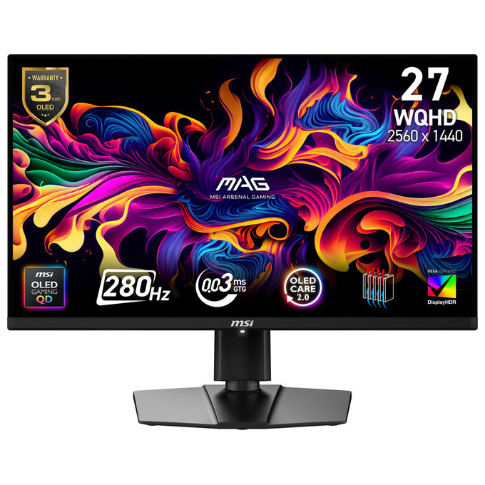 MSI MAG 271QP QD-OLED X28 Monitor Gaming 26.5'' WQHD 2560x1440 QD-OLED 280Hz 0,03ms HDMI 2.1 HDR400 colore Nero