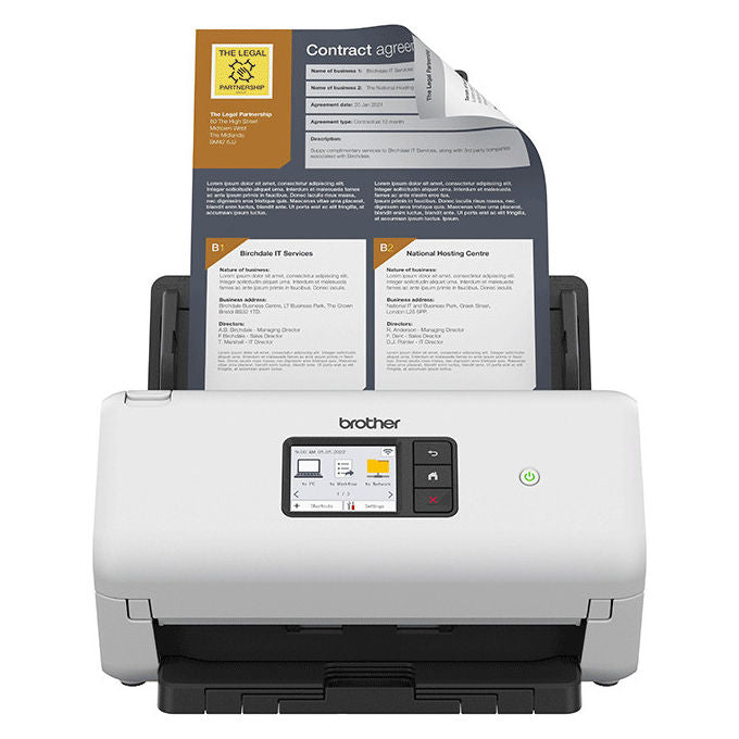 Brother ADS-4550W Scanner ADF Duplex Dual CIS 600x600 DPI 35 ppm ADF 60 fogli Wi-Fi Ethernet USB 3.0 Touch 2.8'' colore Nero