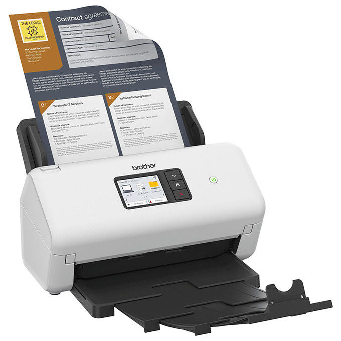 Brother ADS-4550W Scanner ADF Duplex Dual CIS 600x600 DPI 35 ppm ADF 60 fogli Wi-Fi Ethernet USB 3.0 Touch 2.8'' colore Nero