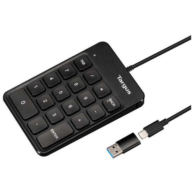 Targus AKP13GL Tastierino Numerico USB 18 tasti Plug and Play cavo 1,5 m compatibile Windows macOS Chrome OS colore Nero