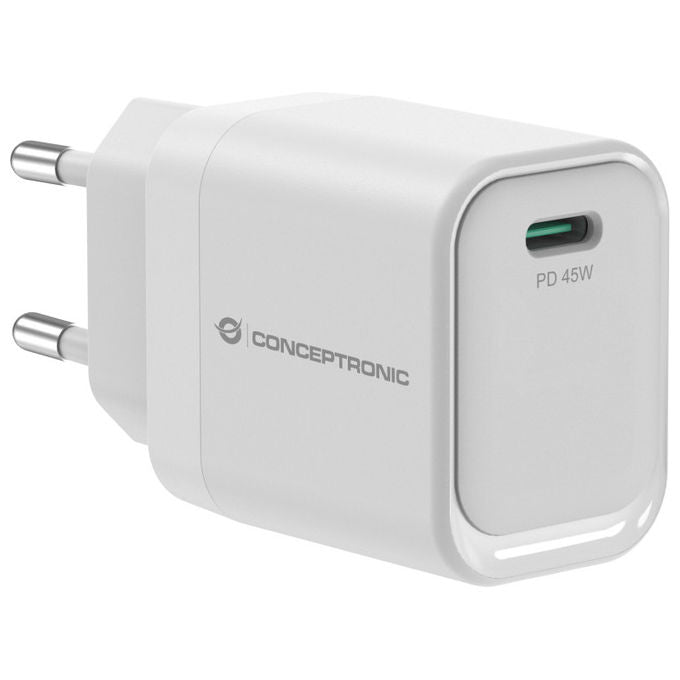 Conceptronic ALTHEA19W45 Caricatore USB-C GaN 45W Power Delivery 3.0 PPS Ricarica Rapida colore Bianco