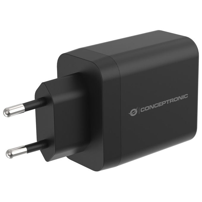 Conceptronic ALTHEA20B45 Caricatore USB GaN 45W 2 Porte USB-C USB-A Power Delivery 3.0 PPS Quick Charge 3.0 colore Nero