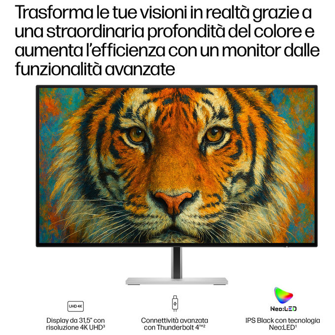 HP B7JM6AA Series 7 Pro Monitor Docking 31,5'' 4K Ultra HD IPS Black Thunderbolt 4 120Hz USB Hub LAN colore Argento