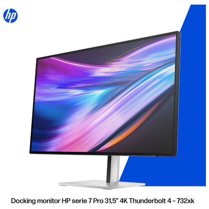 HP B7JM6AA Series 7 Pro Monitor Docking 31,5'' 4K Ultra HD IPS Black Thunderbolt 4 120Hz USB Hub LAN colore Argento