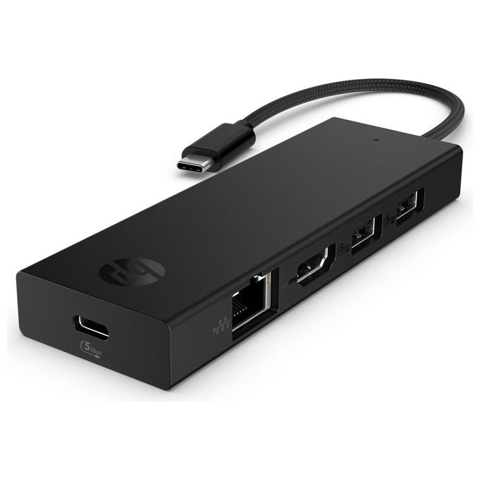 HP BR1U3AA Hub USB-C Portatile HDMI 2.0 4K USB 3.2 Ethernet 1Gbps colore Nero