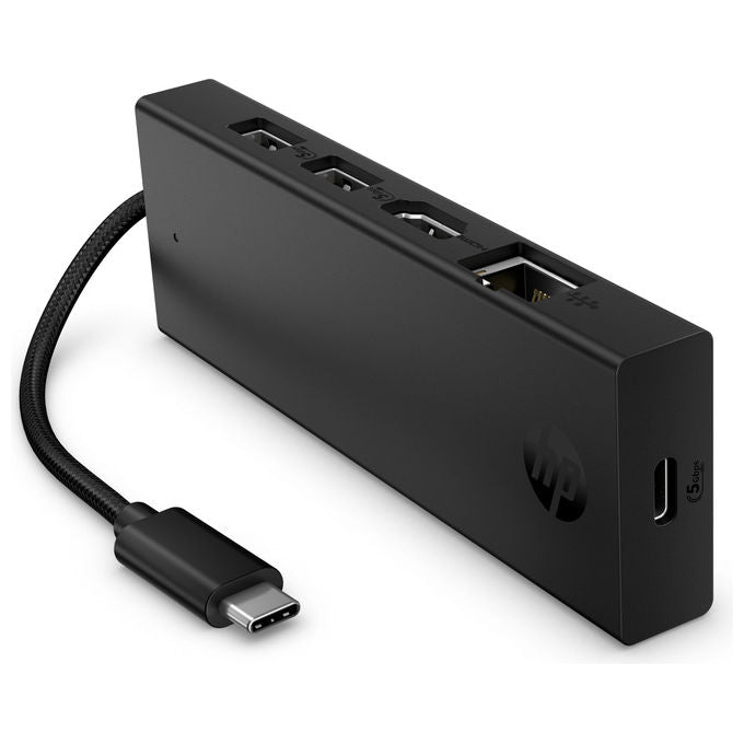 HP BR1U3AA Hub USB-C Portatile HDMI 2.0 4K USB 3.2 Ethernet 1Gbps colore Nero