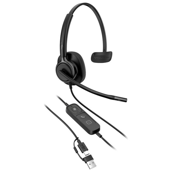 HP Poly C01B2AA Mission 415 Cuffie Monoaurali USB-C Microfono Noise Cancelling Cavo 2 m colore Nero