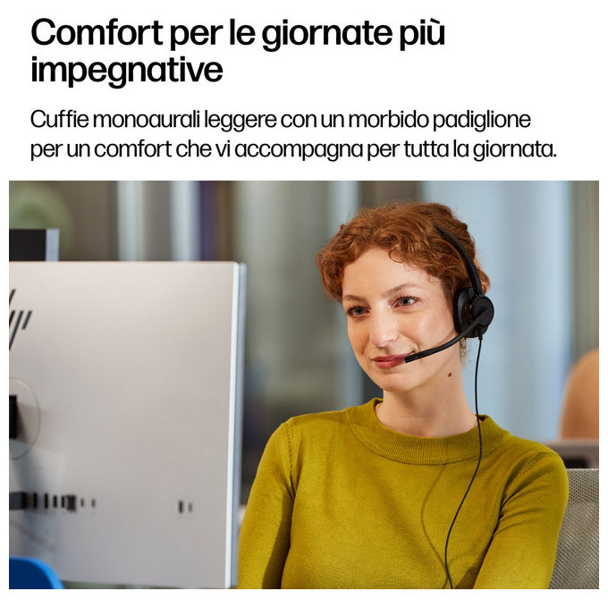 HP Poly C01B2AA Mission 415 Cuffie Monoaurali USB-C Microfono Noise Cancelling Cavo 2 m colore Nero