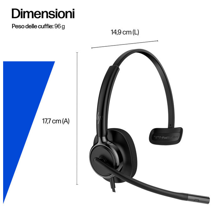 HP Poly C01B2AA Mission 415 Cuffie Monoaurali USB-C Microfono Noise Cancelling Cavo 2 m colore Nero