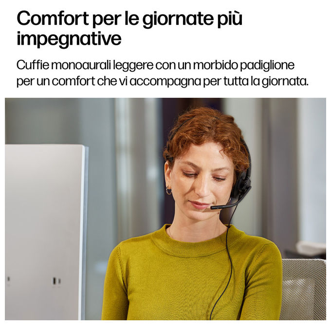 HP Poly C01B2AA Mission 415 Cuffie Monoaurali USB-C Microfono Noise Cancelling Cavo 2 m colore Nero