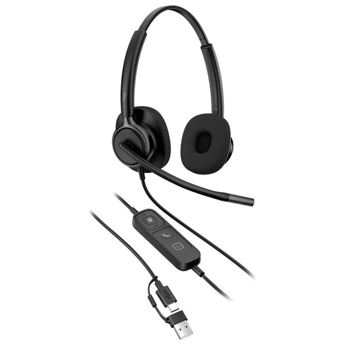 HP Poly C01B3AA Mission 425 Cuffie Stereo Cablate USB Microfono AI Super Wideband SoundGuard colore Nero