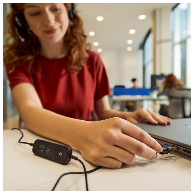 HP Poly C01C6AA Mission 625 Cuffie Stereo Cablate USB-C Microfono Boom Cancellazione Rumore IA Busy Light colore Nero