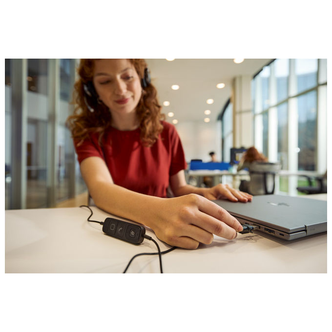 HP Poly C01C6AA Mission 625 Cuffie Stereo Cablate USB-C Microfono Boom Cancellazione Rumore IA Busy Light colore Nero