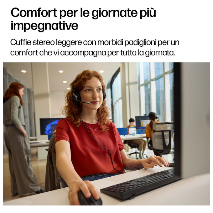 HP Poly C01C6AA Mission 625 Cuffie Stereo Cablate USB-C Microfono Boom Cancellazione Rumore IA Busy Light colore Nero