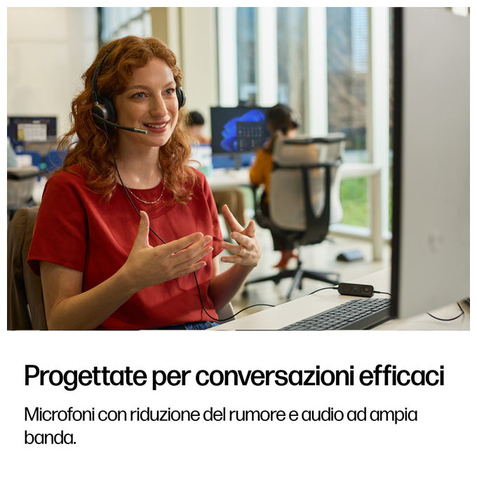 HP Poly C01C6AA Mission 625 Cuffie Stereo Cablate USB-C Microfono Boom Cancellazione Rumore IA Busy Light colore Nero