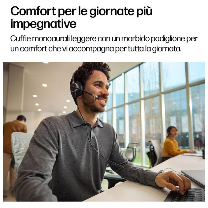 HP Poly C01C6AA Mission 625 Cuffie Stereo Cablate USB-C Microfono Boom Cancellazione Rumore IA Busy Light colore Nero