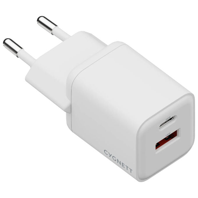 Cygnett CY5877PDWCH Powerplus Caricatore da Parete 35W Dual Port USB-A USB-C Ricarica Rapida colore Bianco