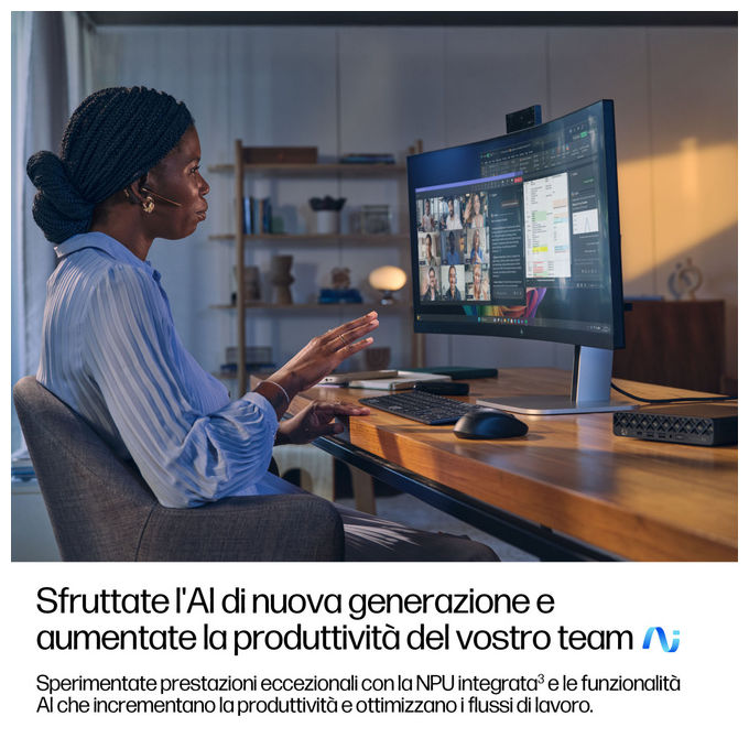 HP D5BK5AT EliteDesk 8 Mini G1a Mini PC AMD Ryzen AI 7 350 16 GB DDR5 512 GB SSD NVMe Wi-Fi 7 Windows 11 Pro colore Jack black