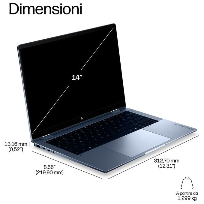 HP D87WZAT EliteBook X Flip G2i Notebook 2 in 1 Intel Core Ultra 5 SSD 512 GB RAM 16 GB Wi-Fi 7 Windows 11 Pro colore Blu