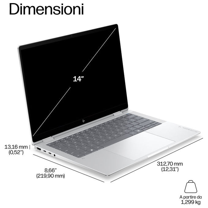 HP D87ZSAT EliteBook X Flip G2i Notebook 2 in 1 Intel Core Ultra 5 14 pollici 16 GB RAM 512 GB SSD Argento