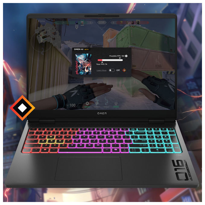 HP D8ZV6EA Omen Max Notebook Gaming 16 Intel Core Ultra 7 255HX 16GB DDR5 1TB SSD NVIDIA GeForce RTX 5070 colore Nero