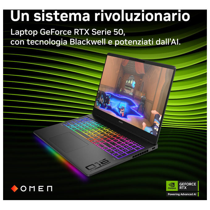 HP OMEN MAX 16-ah0013nl Gaming Laptop Intel Core Ultra 7 255HX 16 GB RAM 1 TB SSD NVIDIA RTX 5070 colore Nero