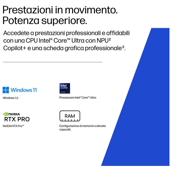 HP DK1M0ET Laptop Copilot+ Intel Core Ultra 7 14 pollici WUXGA 24 GB DDR5 512 GB SSD Windows 11 Pro colore Argento