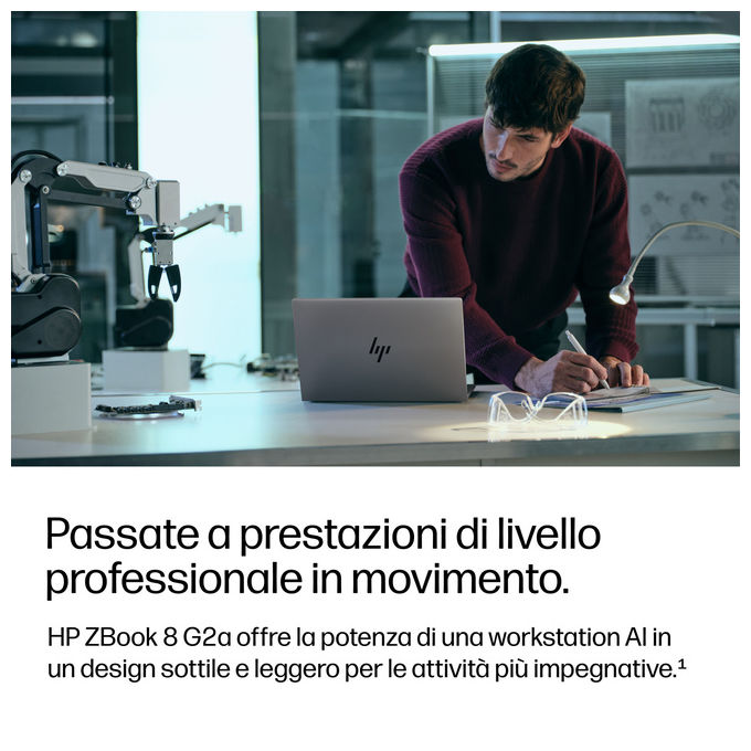 HP DK1M1ET ZBook 8 Workstation Portatile AMD Ryzen AI 7 PRO 16'' WUXGA 32GB DDR5 1TB SSD Wi-Fi 7 Argento