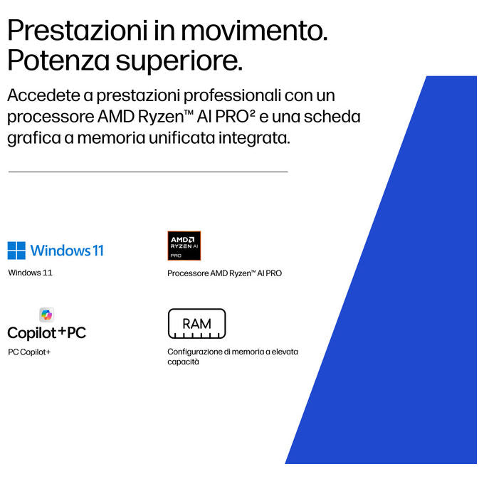 HP DK1M1ET ZBook 8 Workstation Portatile AMD Ryzen AI 7 PRO 16'' WUXGA 32GB DDR5 1TB SSD Wi-Fi 7 Argento