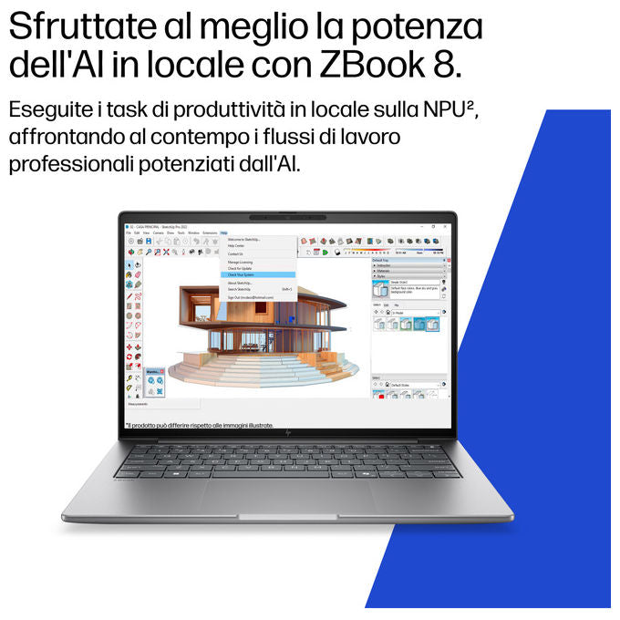 HP DK1M5ET ZBook 8 Laptop AMD Ryzen AI 7 PRO 16 pollici WUXGA 24 GB DDR5 1 TB SSD Wi-Fi 7 Windows 11 Pro colore Argento
