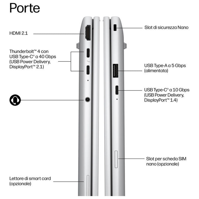 HP DL5P7AT EliteBook 8 G2i Notebook 14 pollici Intel Core Ultra 7 64 GB RAM 1 TB SSD Wi-Fi 7 Argento