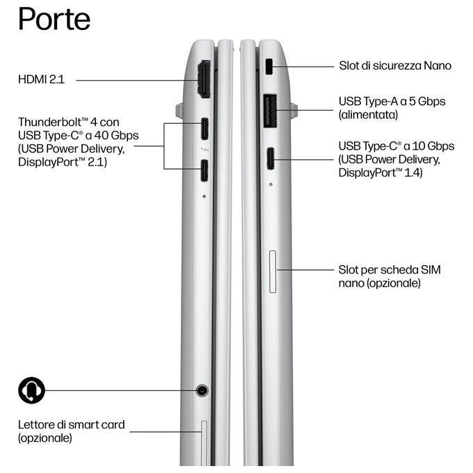 HP DL5Q0AT EliteBook 8 G2i Notebook 13.3 '' Intel Core Ultra 7 32 GB SSD 1 TB Wi-Fi 7 Windows 11 Pro colore Argento
