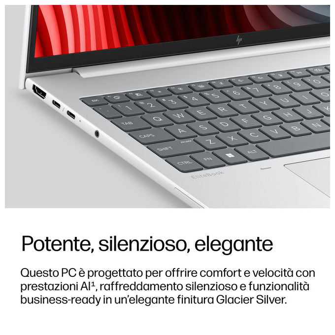 HP DL5Q4AT EliteBook 8 AI PC 16'' Computer portatile AMD Ryzen AI 5 16 GB DDR5 512 GB SSD Wi-Fi 7 Windows 11 Pro colore Argento