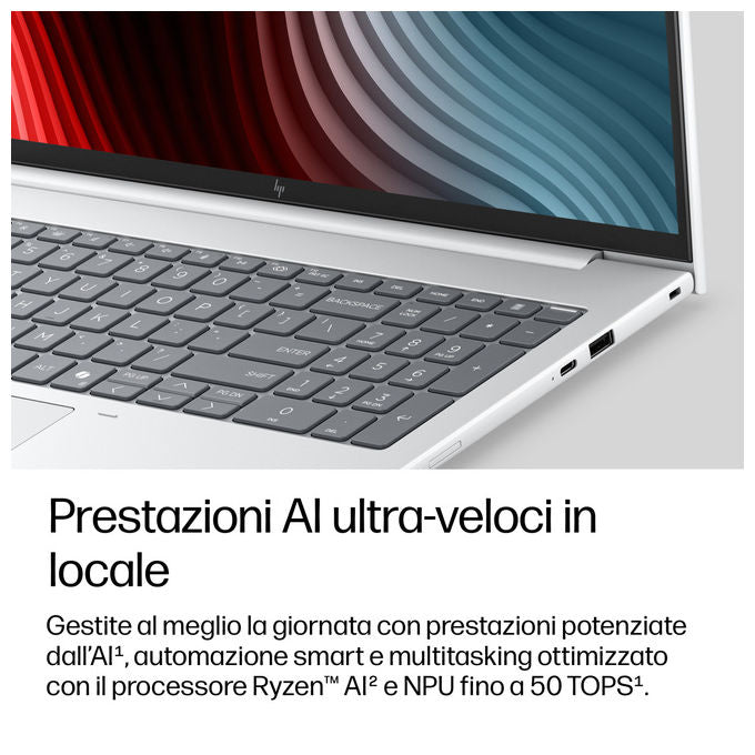 HP DL5Q4AT EliteBook 8 AI PC 16'' Computer portatile AMD Ryzen AI 5 16 GB DDR5 512 GB SSD Wi-Fi 7 Windows 11 Pro colore Argento