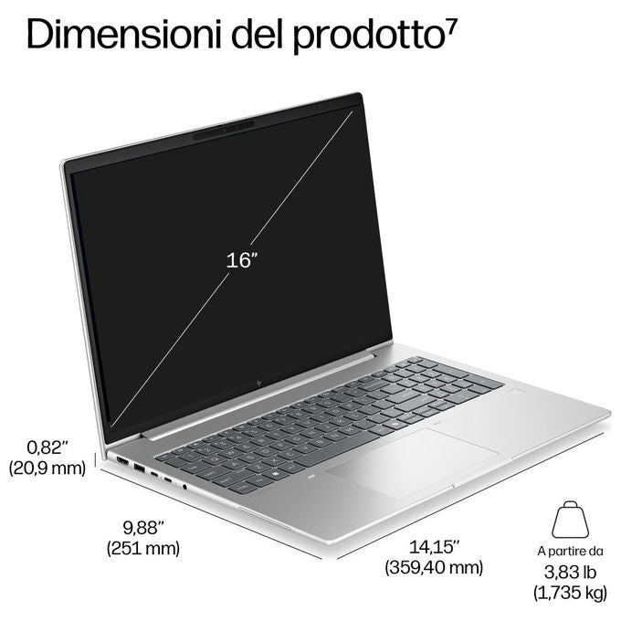HP DL5Q9AT EliteBook 6 G2i Notebook 64 Cm Intel Core Ultra 5 Argento